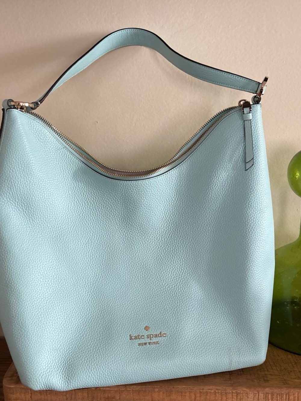 kate spade Light Blue Pebble Leather Shoulder Bag